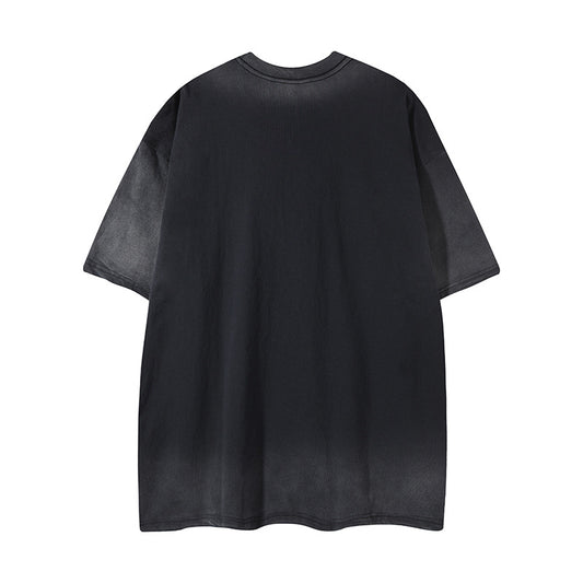 𝕃oose 𝔽it ☞𝟤𝟢𝟤𝟧 ☜美式復古渲染系列卡通印花男女中性 T-Shirt寬版上衣F-316