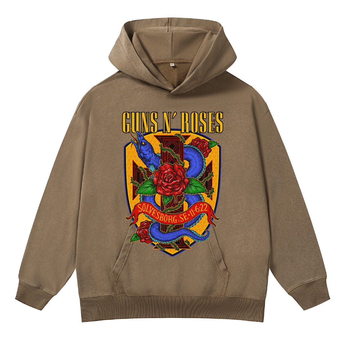 ♛𝔽𝕦𝕤𝕚𝕠𝕟 𝔽𝕠𝕔𝕦𝕤 ♛410G重磅水洗美式復古GUN ROSE連帽大學T FZ-43