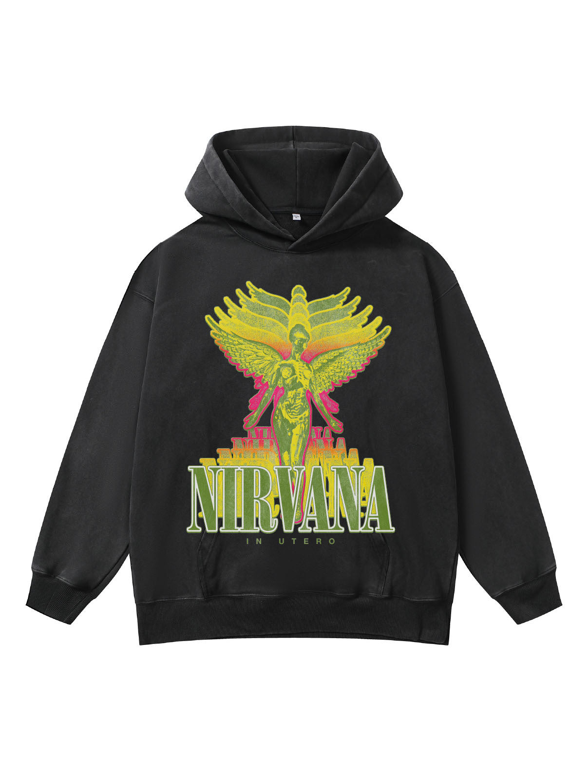 ♛𝔽𝕦𝕤𝕚𝕠𝕟 𝔽𝕠𝕔𝕦𝕤 ♛410G重磅水洗美式復古NIRVANA連帽大學T FZ-54