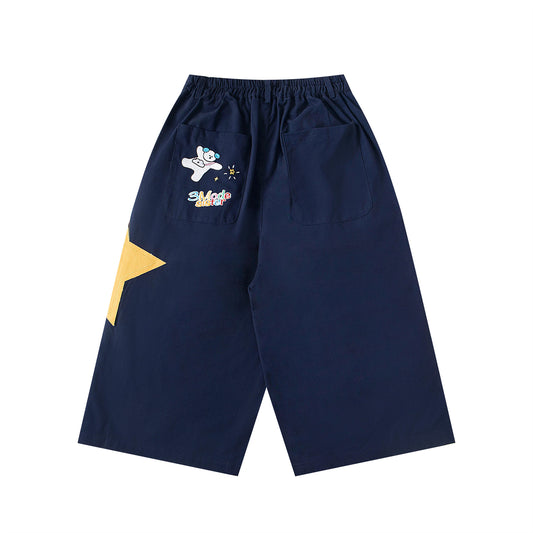 𖥟𝕽𝖊𝖑𝖆𝖝𝖊𝖉 𝖋𝖎𝖙 ☞美式復古卡通貼布繡七分褲M-22