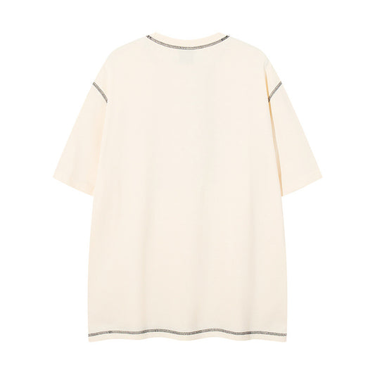 𝕃oose 𝔽it ☞𝟤𝟢𝟤𝟧 ☜美式復古小狗印花圓領男女中性 T-Shirt寬版上衣 P-7