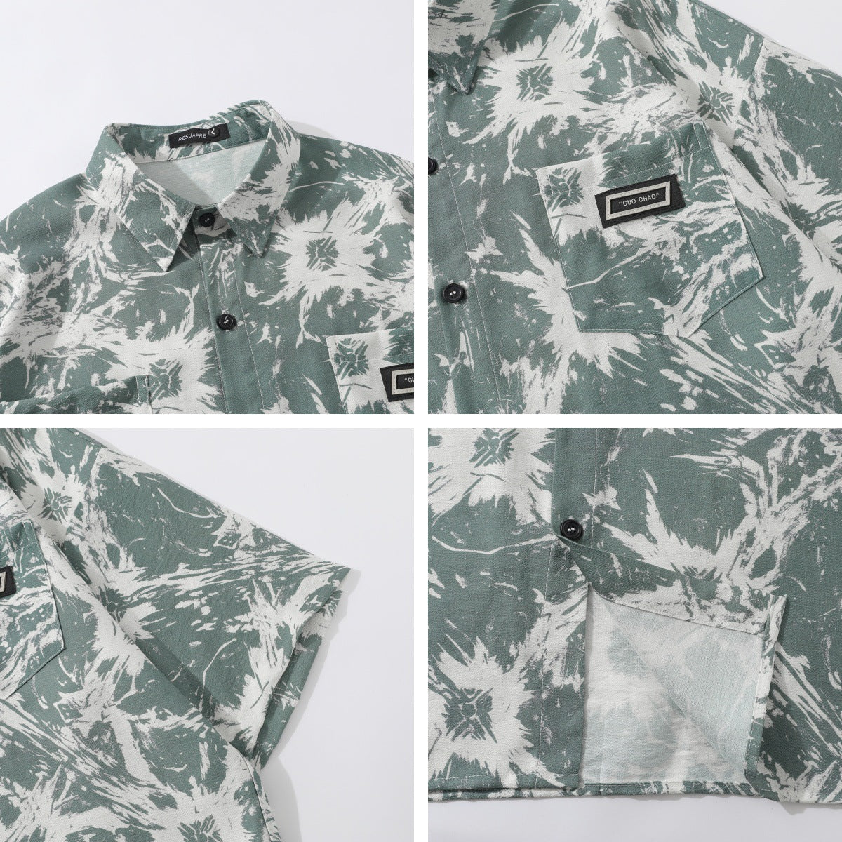 𝕃oose 𝔽it ☞𝟤𝟢𝟤𝟧 ☜美式復古渲染翻領短袖襯衫 J-06