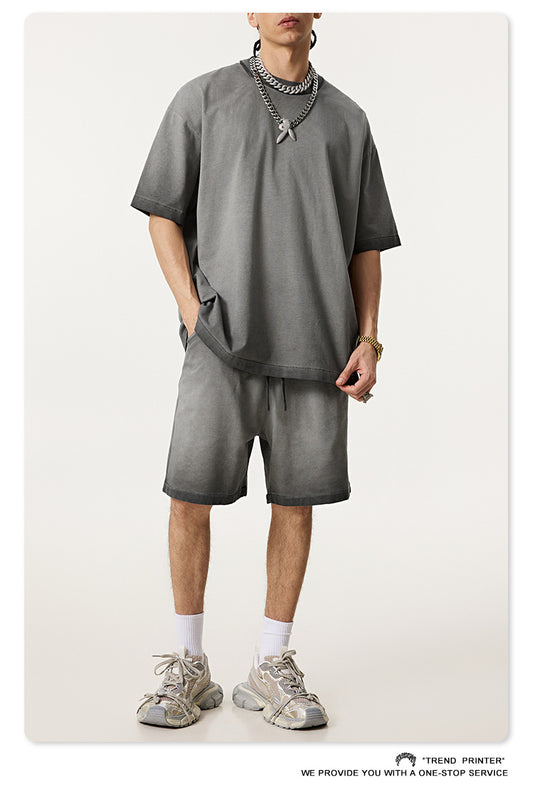 ▶𝔽𝕦𝕤𝕚𝕠𝕟 𝔽𝕠𝕔𝕦𝕤 ⌘𝓦𝓪𝓼𝓱𝓮𝓭 𝔀𝓲𝓷𝓭 ◀ 2025夏季歐美高街oversize寬鬆大碼半袖T恤雙紗平纹圓領短袖 TZ-02