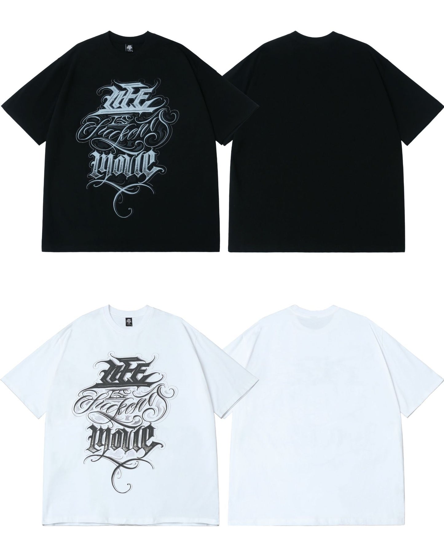 𝔽𝕦𝕤𝕚𝕠𝕟 𝔽𝕠𝕔𝕦𝕤-ᴄʜɪᴄᴀɴᴏ♠︎悍匪♠︎美式風格哥德草寫字體寬鬆短袖