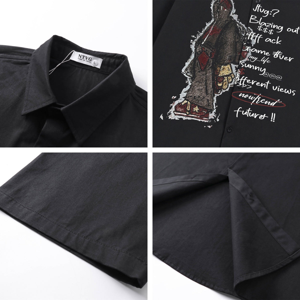 𝕃oose 𝔽it ☞𝟤𝟢𝟤𝟧 ☜美式復古卡通圖案印花百搭休閒寬鬆襯衫 ɴᴛ𝟦𝟨 (杏色)