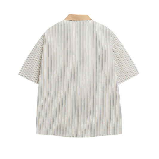 𝔼mbro 𝕊hirt𒉽美式復古可愛動物刺繡短袖百搭襯衫外套IN-567