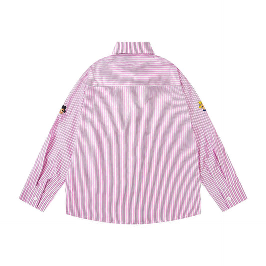 𝔼mbro 𝕊hirt𒉽2025秋冬可愛圖案刺繡寬鬆襯衫N-42