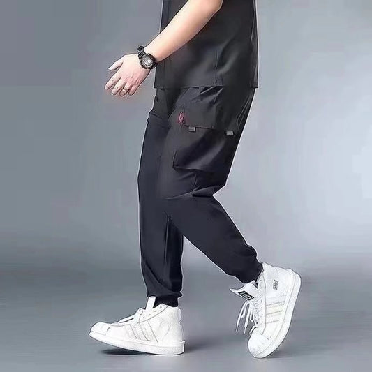 𖥟 𝔽𝕦𝕤𝕚𝕠𝕟 𝔽𝕠𝕔𝕦𝕤 ▓ 𝖜𝖔𝖗𝖐 𝖈𝖑𝖔𝖙𝖍𝖊𝖘 𖢘工裝褲夏季薄款ins潮牌寬鬆加大碼冰絲束腳休閒褲 D-18