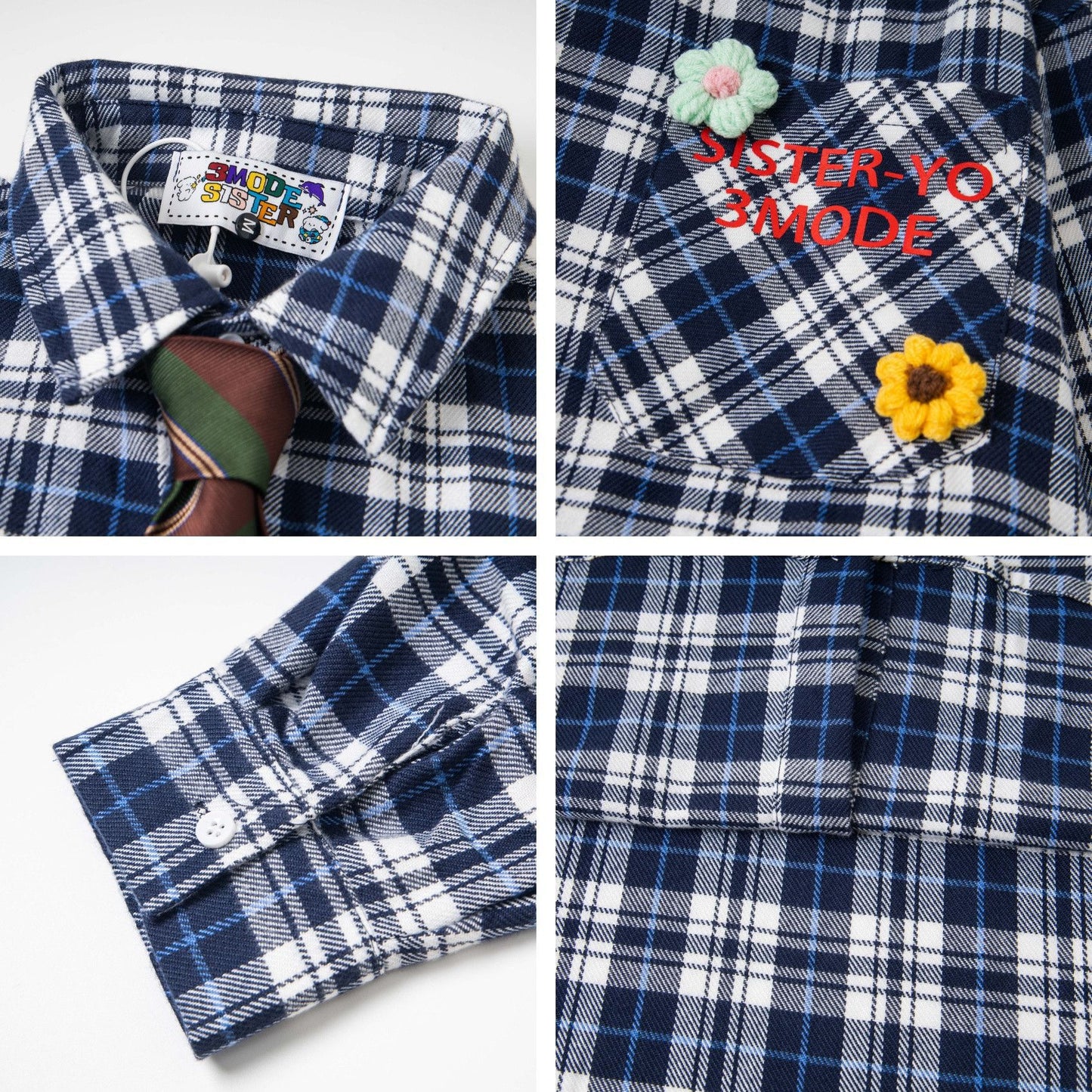 𝔼mbro 𝕊hirt𒉽2025秋冬領帶系列格子寬鬆襯衫外套MO-08