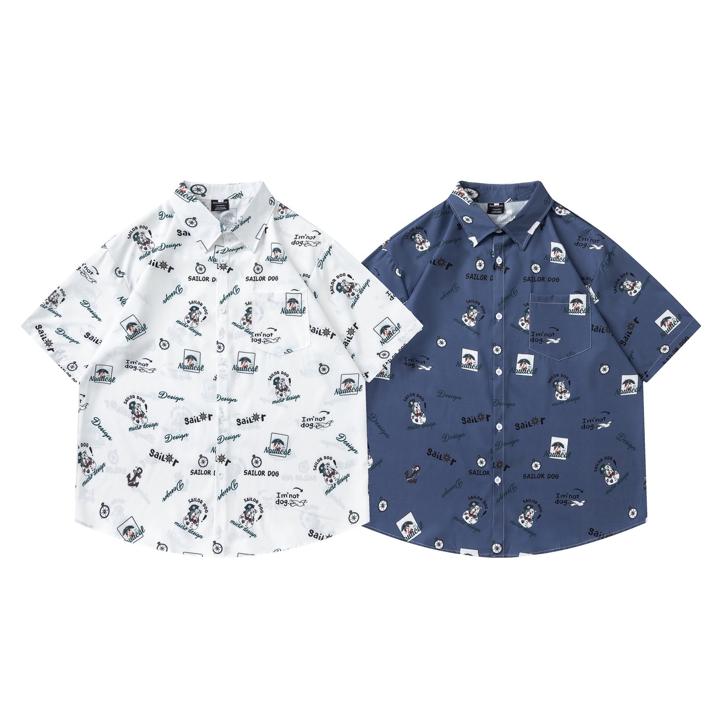 𝕃oose 𝔽it ☞𝟤𝟢𝟤𝟧 ☜日式復古可愛小狗滿版印花百搭休閒寬鬆襯衫 RF180