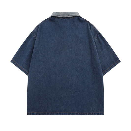 Polo Shirt𒉽美式復古字母刺繡翻領POLO衫IN-69