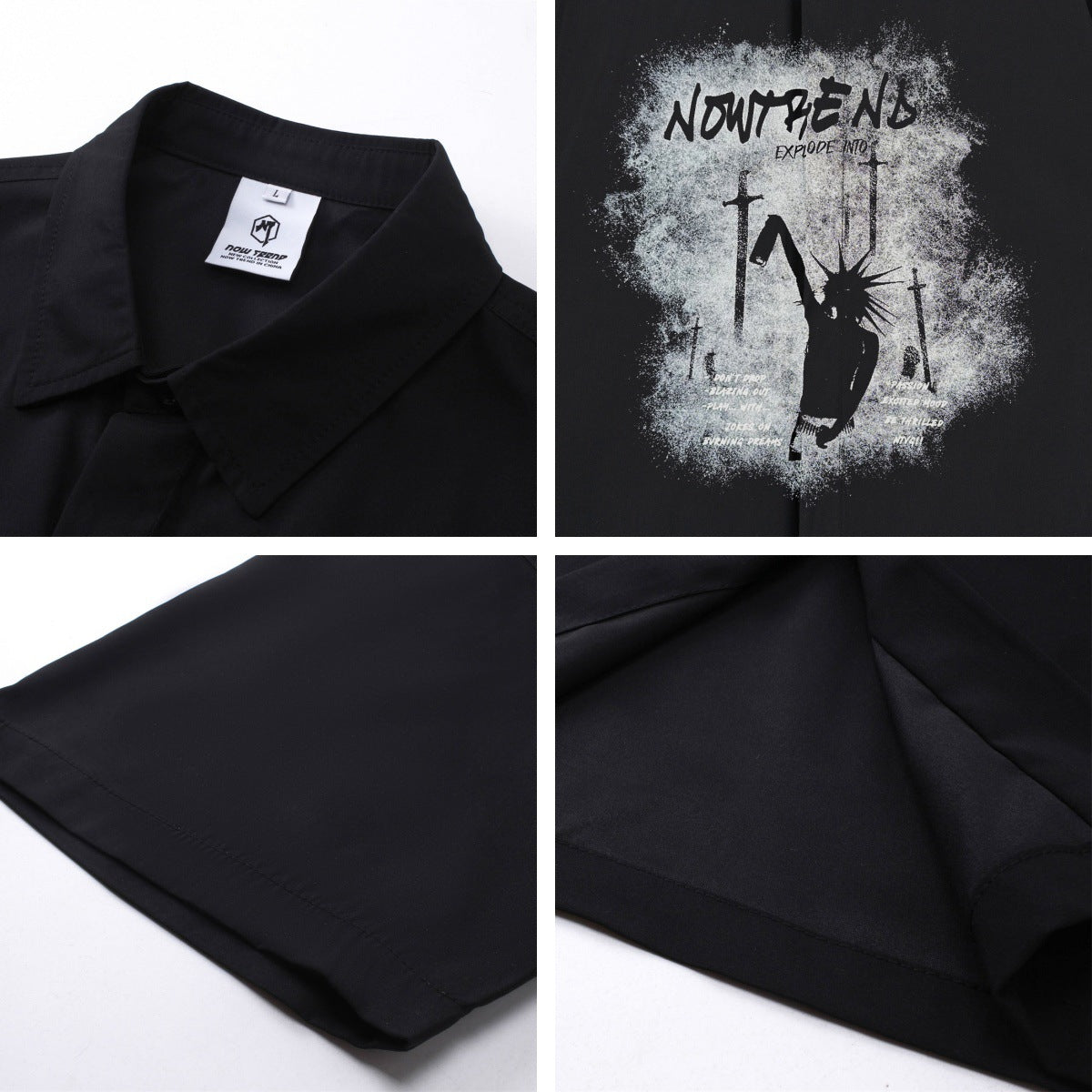 𝕃oose 𝔽it ☞𝟤𝟢𝟤𝟧 ☜美式復古圖案印花百搭寬鬆襯衫 ɴᴛ𝟢𝟪 (白色)