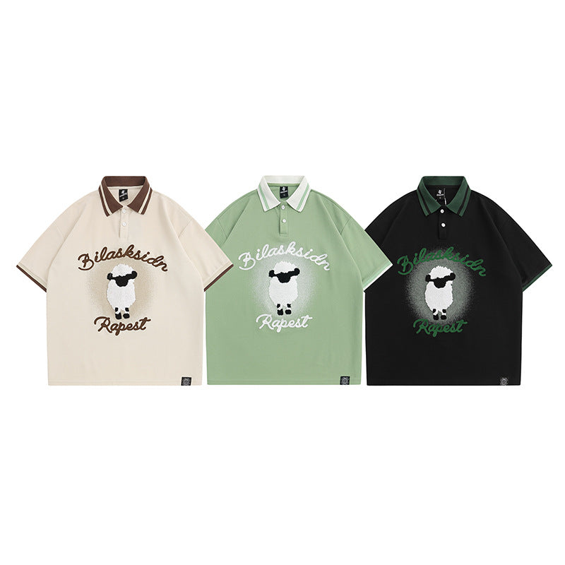 Polo Shirt𒉽美式復古綿羊翻領POLO衫JD-29