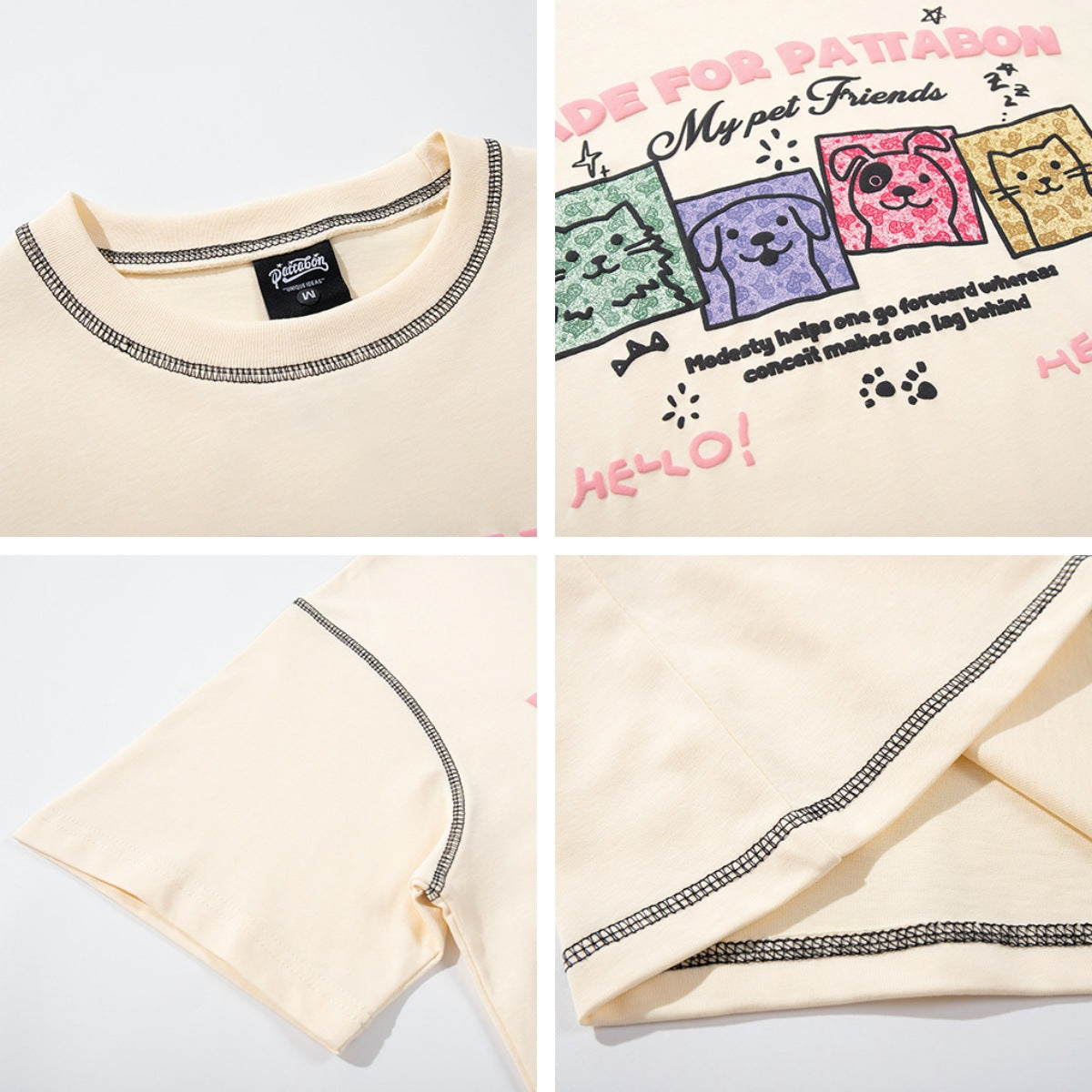 𝕃oose 𝔽it ☞𝟤𝟢𝟤𝟧 ☜美式復古小狗印花圓領男女中性 T-Shirt寬版上衣 P-7