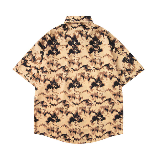 𝕃oose 𝔽it ☞𝟤𝟢𝟤𝟧 ☜領帶系列復古渲染設計感休閒寬鬆襯衫 U-26