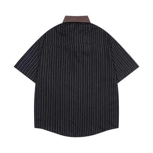 𝕃oose 𝔽it ☞𝟤𝟢𝟤𝟧 ☜領帶系列復古學院風設計感條紋寬鬆襯衫MO-62