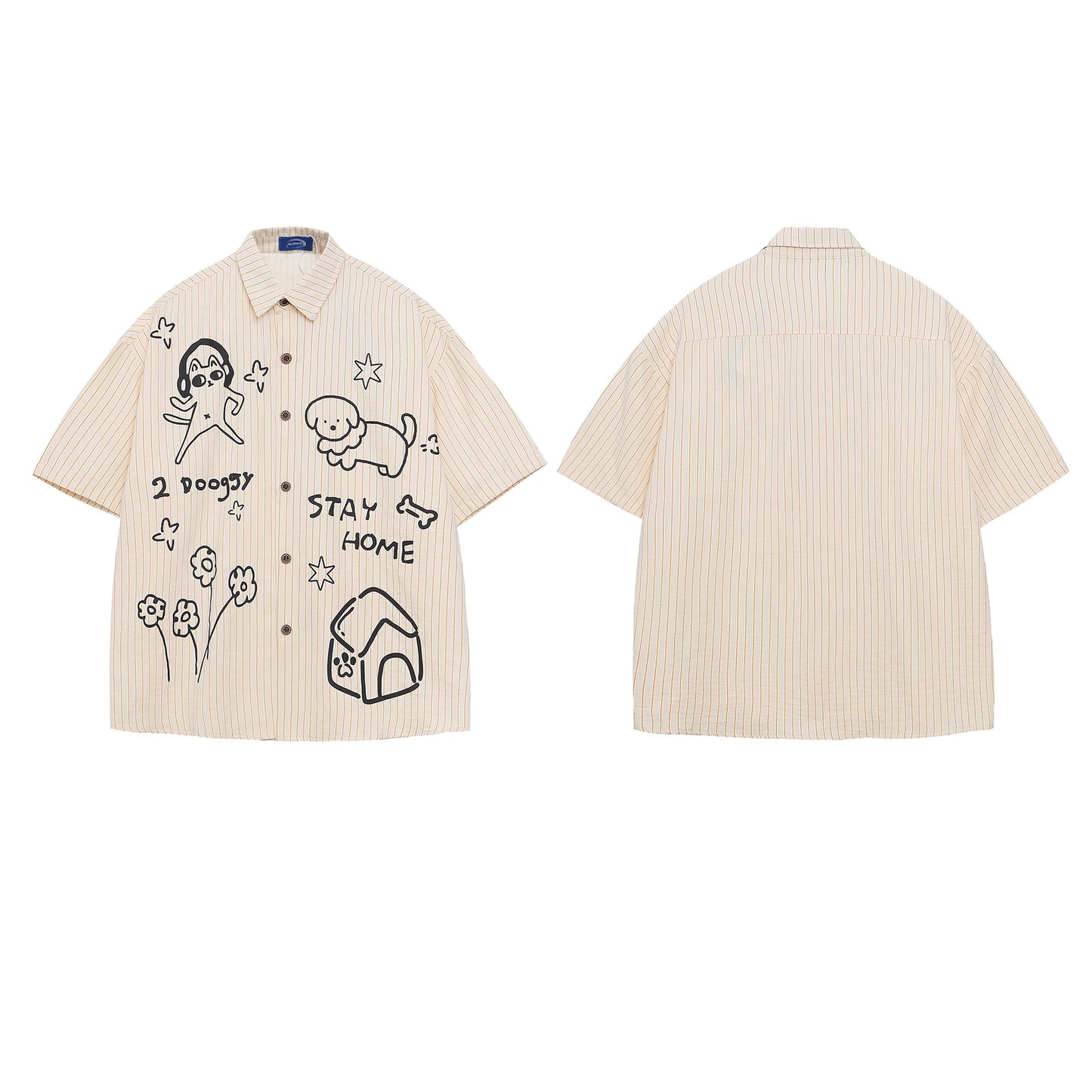 𝕃oose 𝔽it ☞𝟤𝟢𝟤𝟧 ☜日式復古逗趣圖案印花百搭休閒寬鬆襯衫 IN29