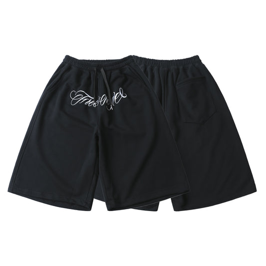 𝔽𝕦𝕤𝕚𝕠𝕟 𝔽𝕠𝕔𝕦𝕤-ᴄʜɪᴄᴀɴᴏ♠︎悍匪♠︎ 夏季彈力電繡花體字過膝短褲