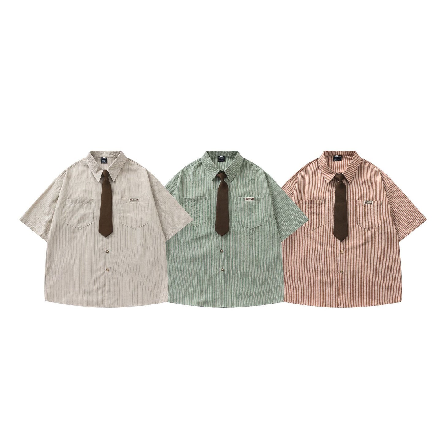 𝕃oose 𝔽it ☞𝟤𝟢𝟤𝟧 ☜領帶系列學院風條紋襯衫 RF-41