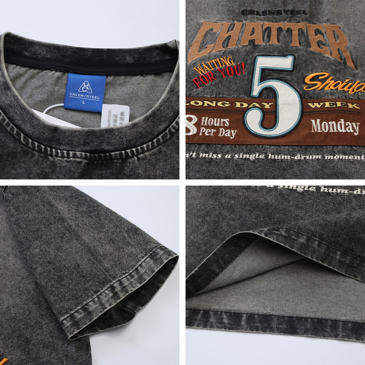 𝕃oose 𝔽it ☞𝟤𝟢𝟤𝟧 ☜美式復古卡通刺繡圓領男女中性 T-Shirt寬版上衣CH-56