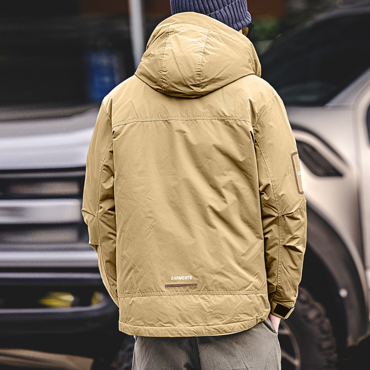 snɔoɟ uoı̣snɟ -格藍鹿保暖羽绒服寬鬆大碼工裝加厚潮牌美式連帽外套 FG-356