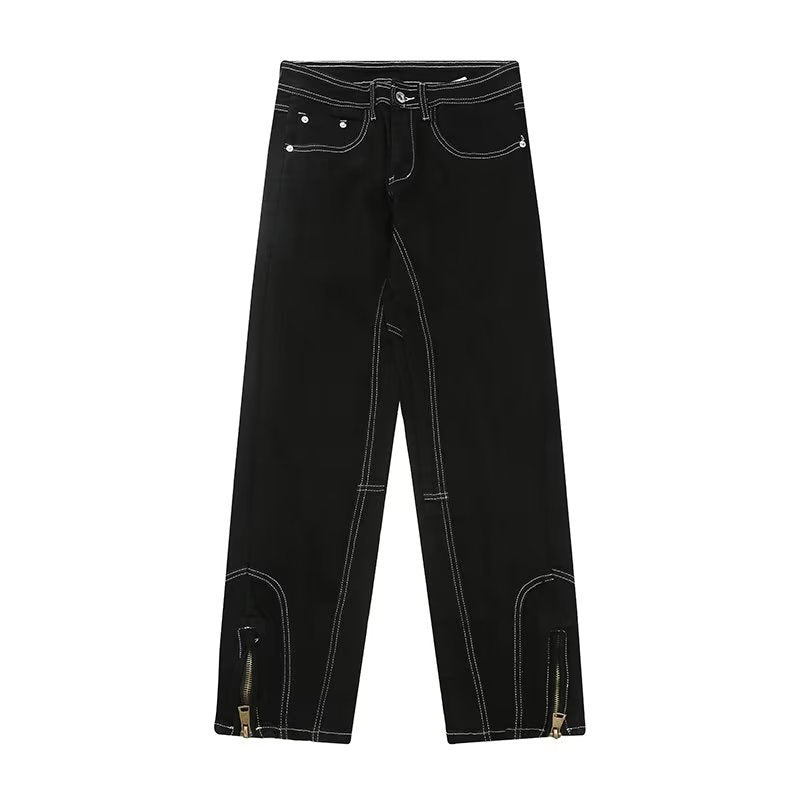 ♜ 𝔽𝕦𝕤𝕚𝕠𝕟 𝔽𝕠𝕔𝕦𝕤 𖥟 𝖏𝖊𝖆𝖓𝖘 ☞ 美式復古牛仔褲男寬鬆直筒工裝設計感高街ins潮水洗時尚百搭長褲 B-05-50