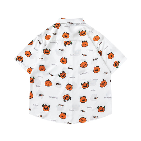 𝕃oose 𝔽it ☞𝟤𝟢𝟤𝟧 ☜日式復古小南瓜印花百搭休閒寬鬆襯衫 RF-178