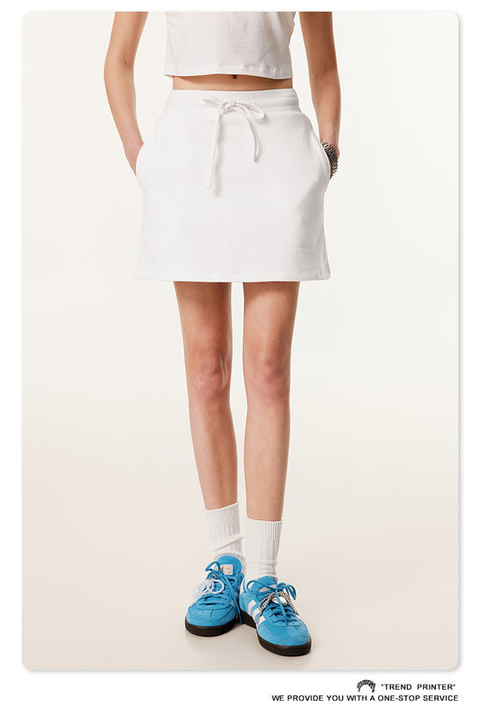 Fierce & Fitted 美式夏季甜妹圓領短T半身裙套裝 N-23 牙白色