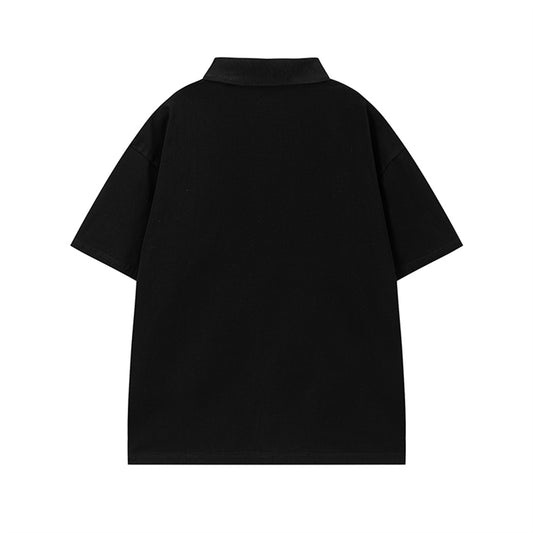 𝕃oose 𝔽it ☞𝟤𝟢𝟤𝟧 ☜美式復古抽象印花翻領寬版上衣SA-02