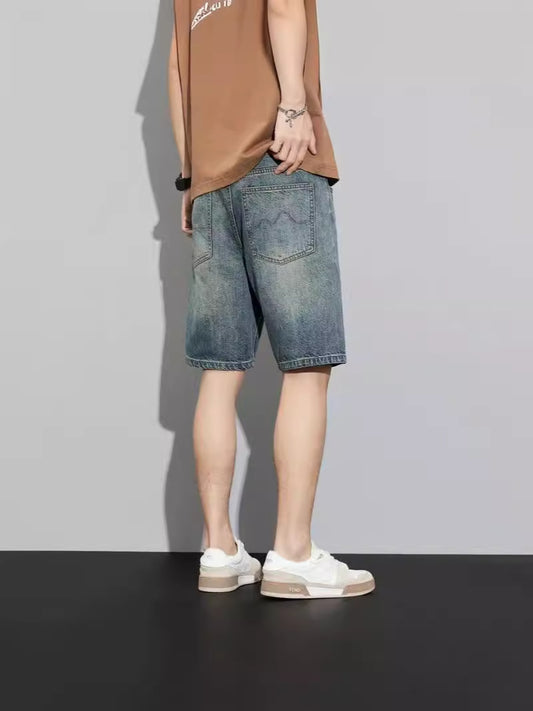 ♜ 𝔽𝕦𝕤𝕚𝕠𝕟 𝔽𝕠𝕔𝕦𝕤 𖥟 𝖏𝖊𝖆𝖓𝖘 ☞ 復古牛仔短褲5分夏季薄款冰絲2025潮牌美式寬鬆休閒五分中褲 Bs-04