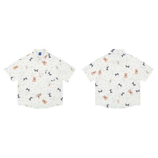 𝕃oose 𝔽it ☞𝟤𝟢𝟤𝟧 ☜日式復古圖案滿版印花百搭休閒寬鬆襯衫 ᴠᴊ𝟣𝟧