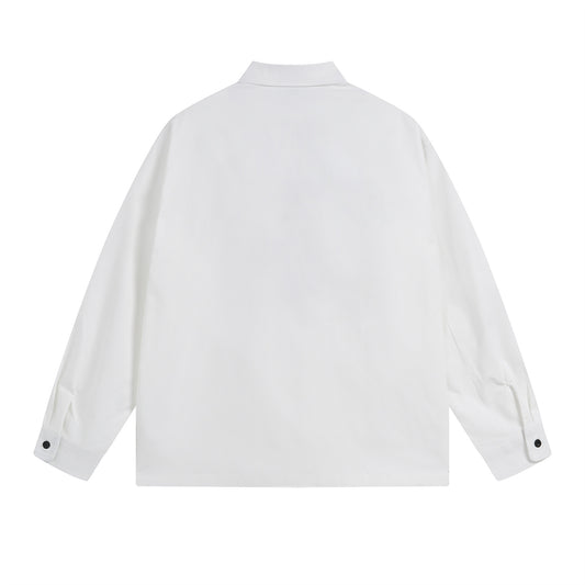 𝔼mbro 𝕊hirt𒉽秋冬長袖復古印花寬鬆襯衫N-4