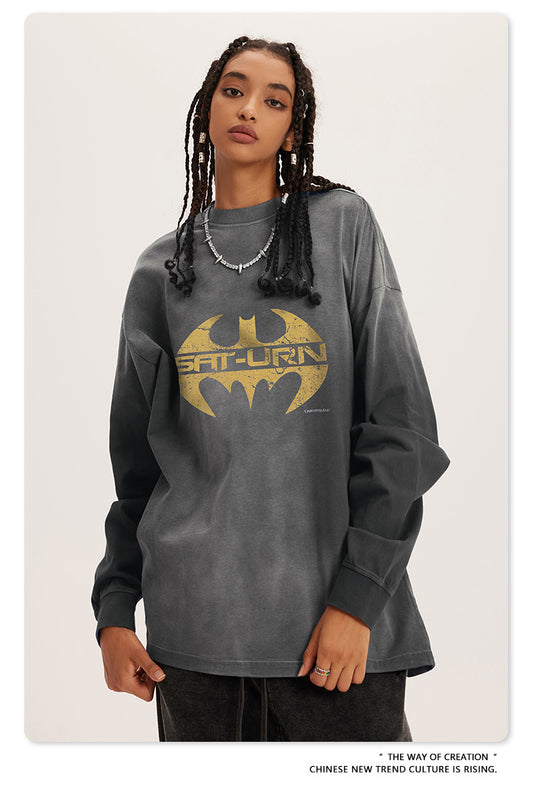 ♛𝔽𝕦𝕤𝕚𝕠𝕟 𝔽𝕠𝕔𝕦𝕤 ♛2025秋冬復古水洗印花大學T W-26