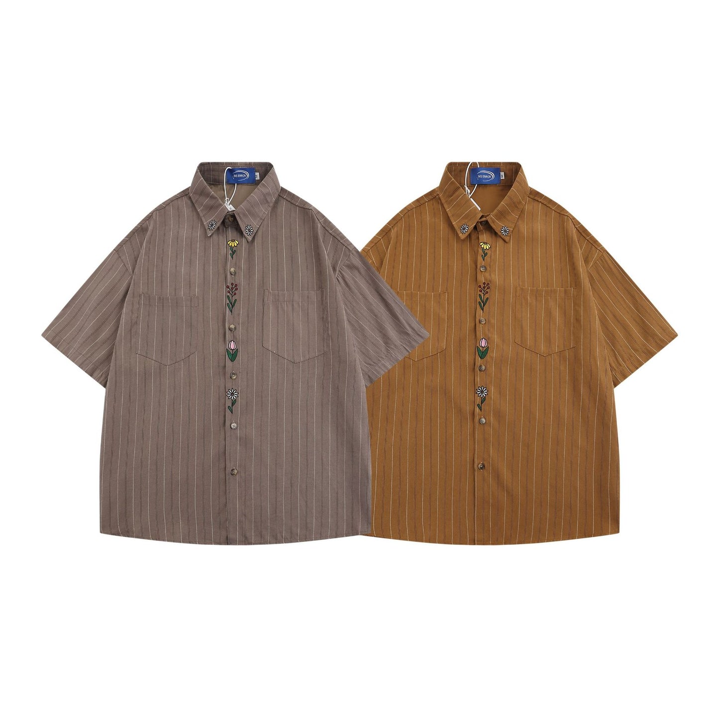 𝔼mbro 𝕊hirt𒉽美式復古花卉刺繡百搭休閒襯衫P-51