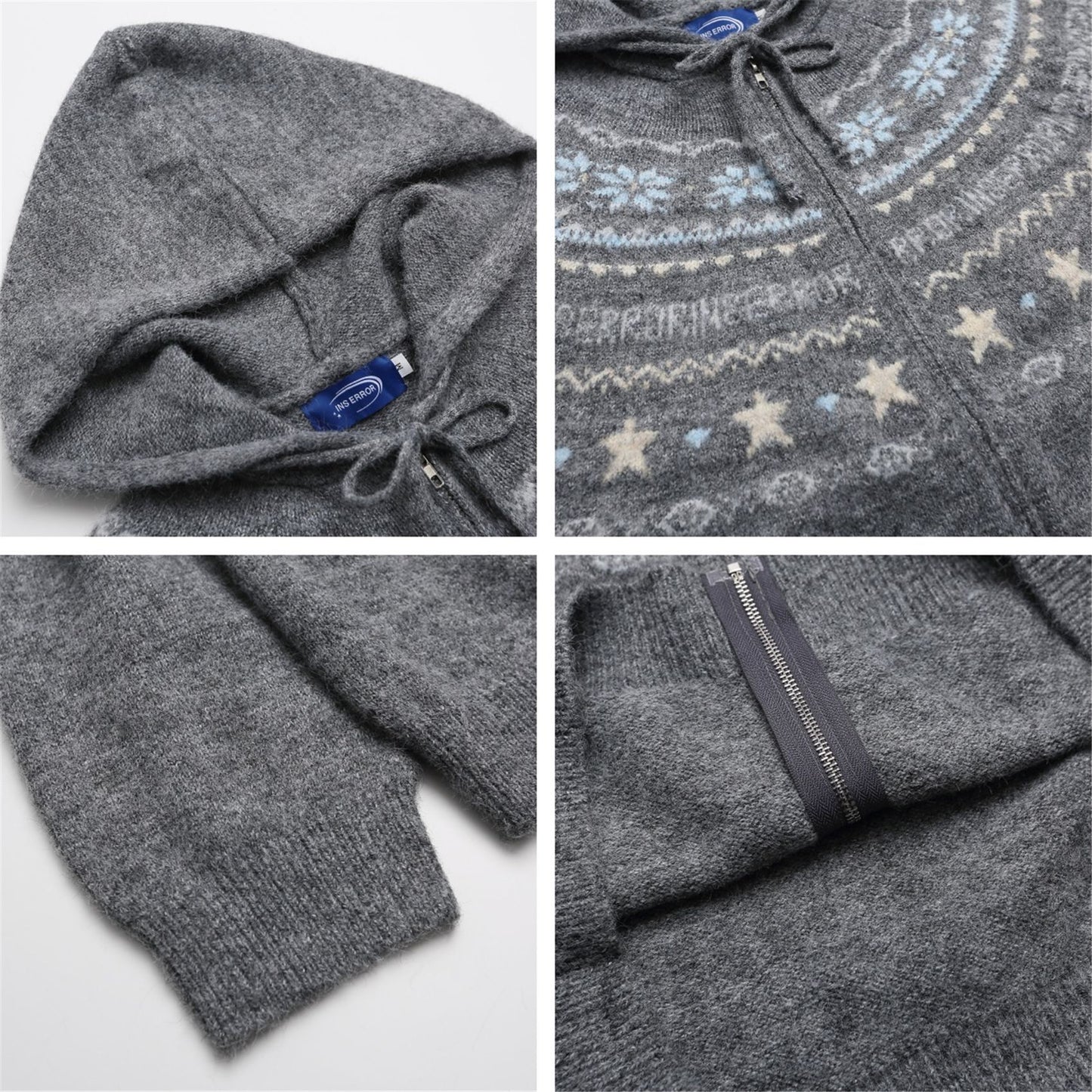 ⓀⓃⒾⓉ𒉽2025秋冬星星圖案連帽針織外套 K-30