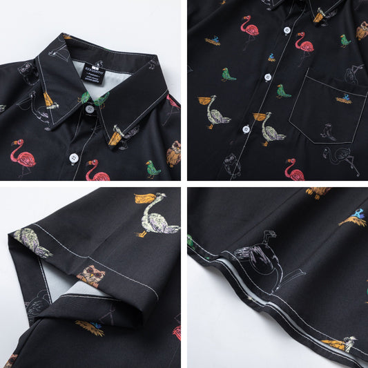 𝕃oose 𝔽it ☞𝟤𝟢𝟤𝟧 ☜日式復古可愛小鳥滿版印花百搭休閒寬鬆襯衫 RF179