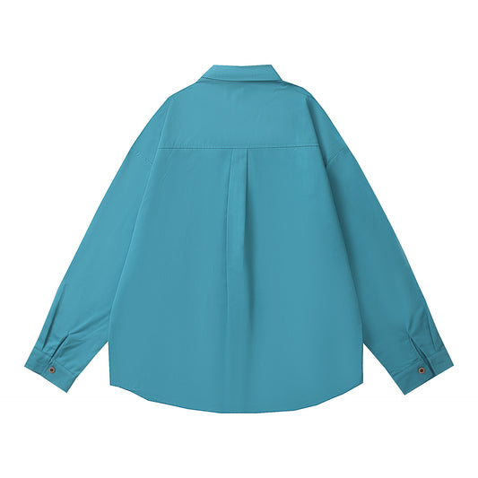 𝔼mbro 𝕊hirt𒉽2025秋冬復古小貓重工刺繡長袖襯衫C-01