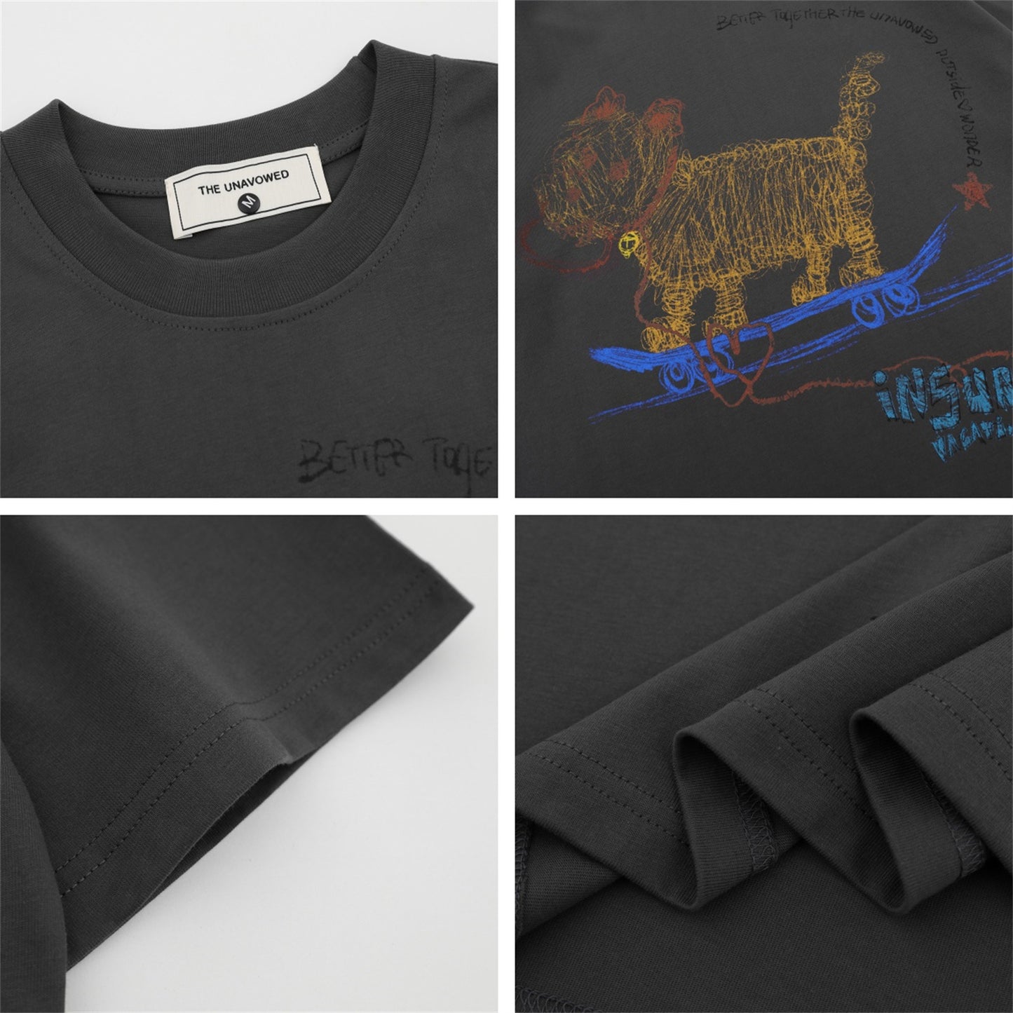 𝕃oose 𝔽it ☞𝟤𝟢𝟤𝟧 ☜美式復古手繪塗鴉圓領寬版上衣T-03