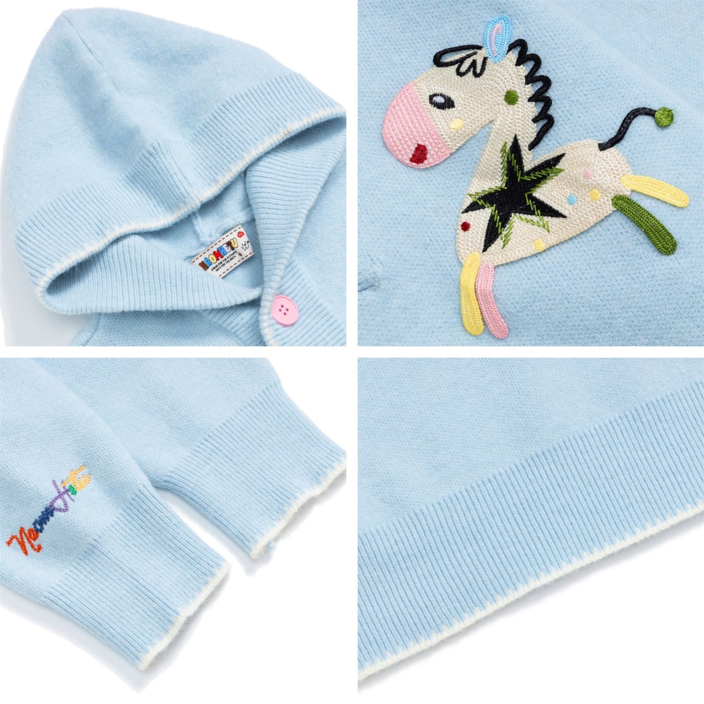 ⓀⓃⒾⓉ𒉽2025秋冬美式復古小馬刺繡連帽針織 K- 07