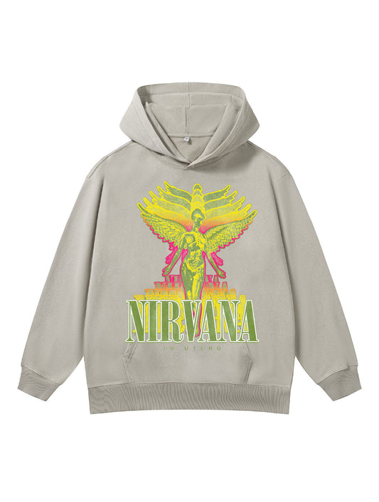 ♛𝔽𝕦𝕤𝕚𝕠𝕟 𝔽𝕠𝕔𝕦𝕤 ♛410G重磅水洗美式復古NIRVANA連帽大學T FZ-54