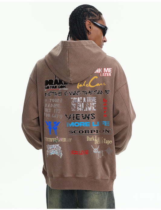 ♛𝔽𝕦𝕤𝕚𝕠𝕟 𝔽𝕠𝕔𝕦𝕤 ♛410G重磅水洗美式復古落肩連帽大學T FZ-58