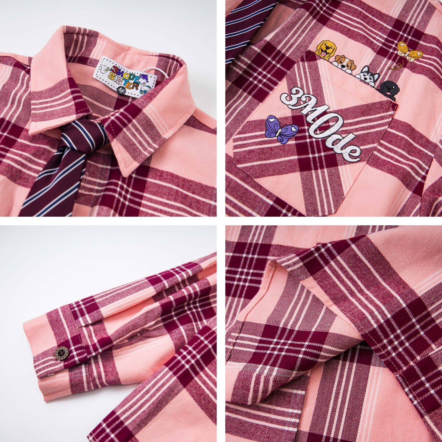 𝔼mbro 𝕊hirt𒉽2025秋冬領帶系列格子寬鬆襯衫外套MO-17