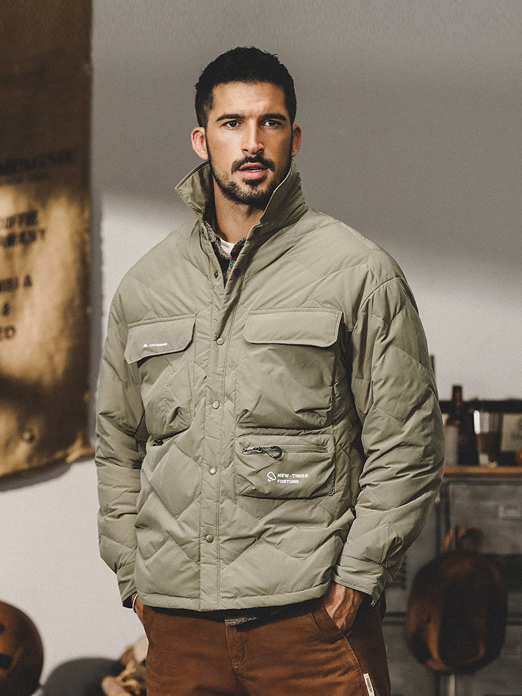 snɔoɟ uoı̣snɟ - 工裝羽絨襯衫外套秋冬款2025年新款戶外襯衣冬季輕薄羽絨服 FG-204