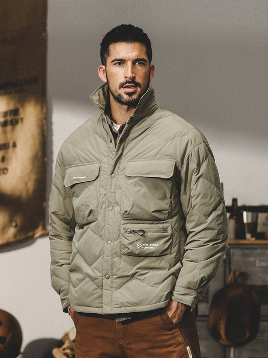 snɔoɟ uoı̣snɟ - 工裝羽絨襯衫外套秋冬款2025年新款戶外襯衣冬季輕薄羽絨服 FG-204