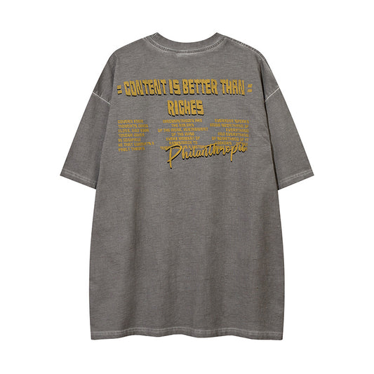 𝕃oose 𝔽it ☞𝟤𝟢𝟤𝟧 ☜美式復古卡通印花圓領男女中性 T-Shirt寬版上衣 F-517