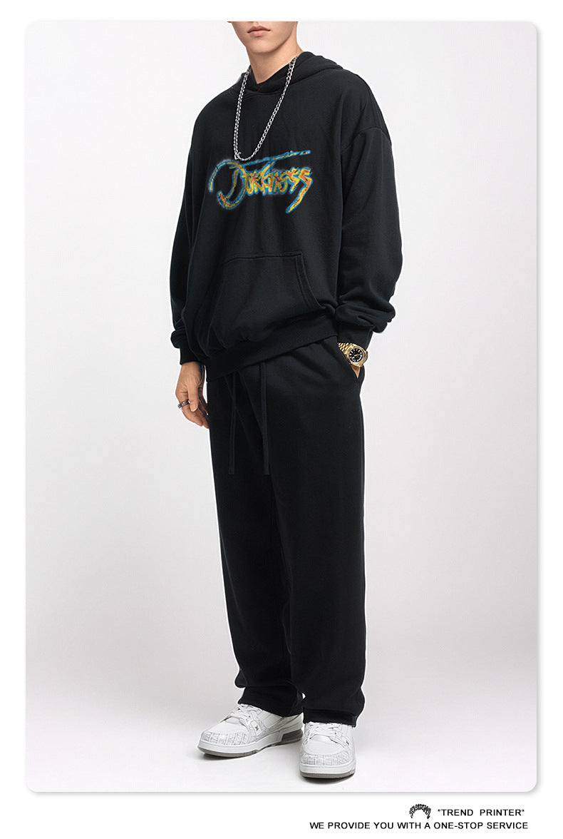 ♛𝔽𝕦𝕤𝕚𝕠𝕟 𝔽𝕠𝕔𝕦𝕤 ♛2025秋冬高磅水洗印花寬鬆落肩帽T 507