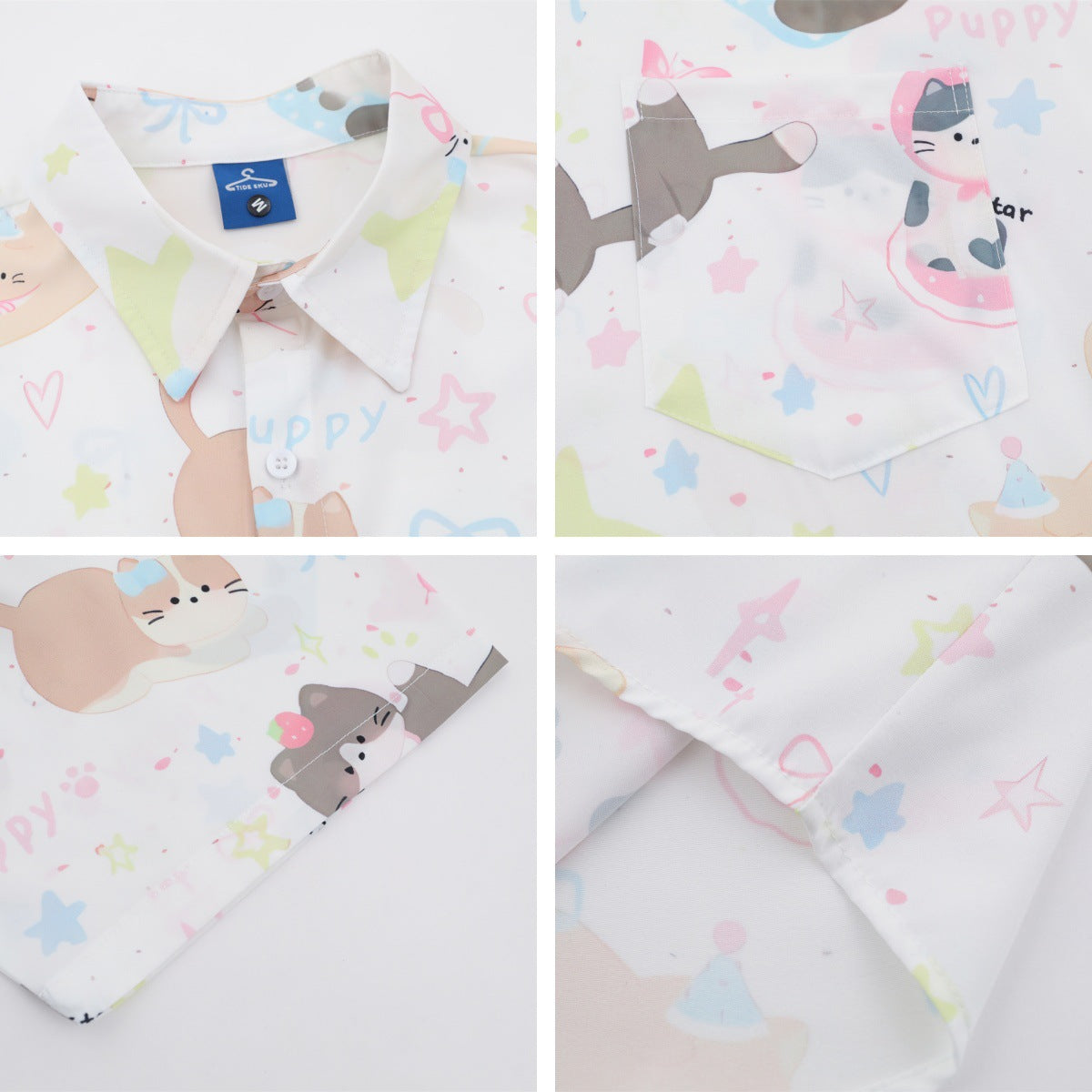 𝕃oose 𝔽it ☞𝟤𝟢𝟤𝟧 ☜日式復古可愛貓咪滿印百搭休閒寬鬆襯衫 YJ-3