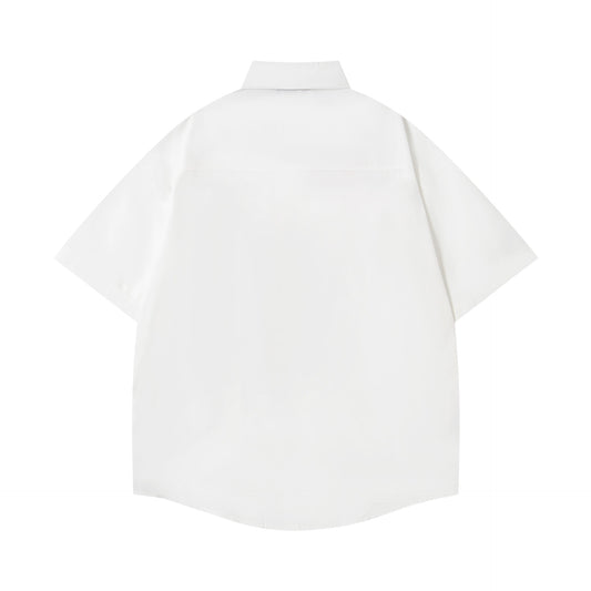 𝔼mbro 𝕊hirt𒉽美式復古可愛卡通刺繡短袖寬鬆襯衫MO-37