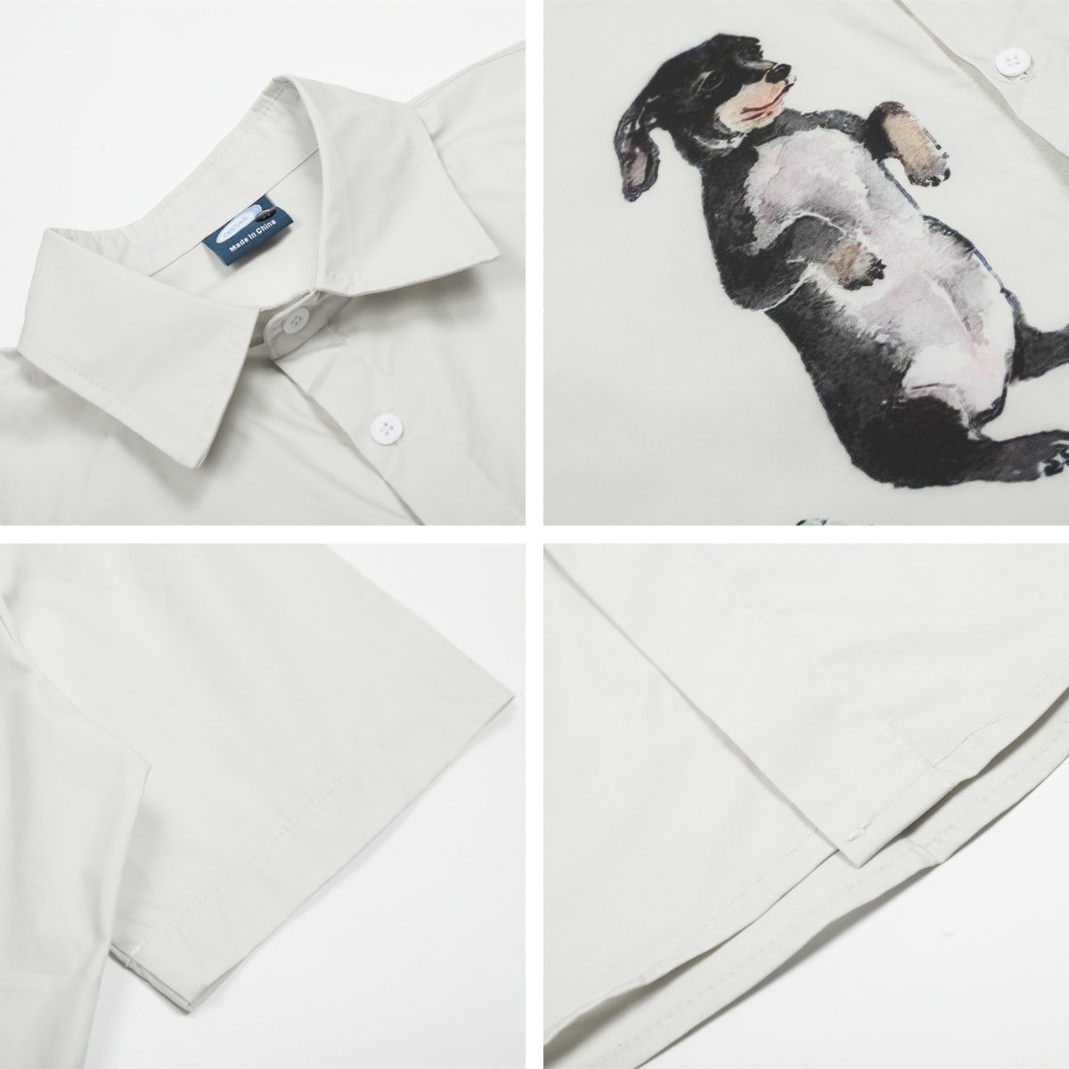 𝕃oose 𝔽it ☞𝟤𝟢𝟤𝟧 ☜日式復古趣味小狗印花休閒短袖襯衫 GEE-62