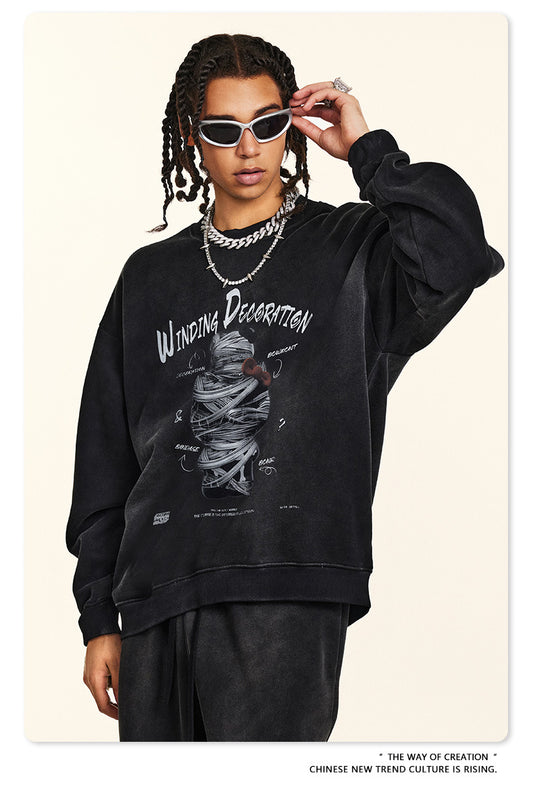 ♛𝔽𝕦𝕤𝕚𝕠𝕟 𝔽𝕠𝕔𝕦𝕤 ♛2025秋冬高磅復古水洗印花大學T B-67